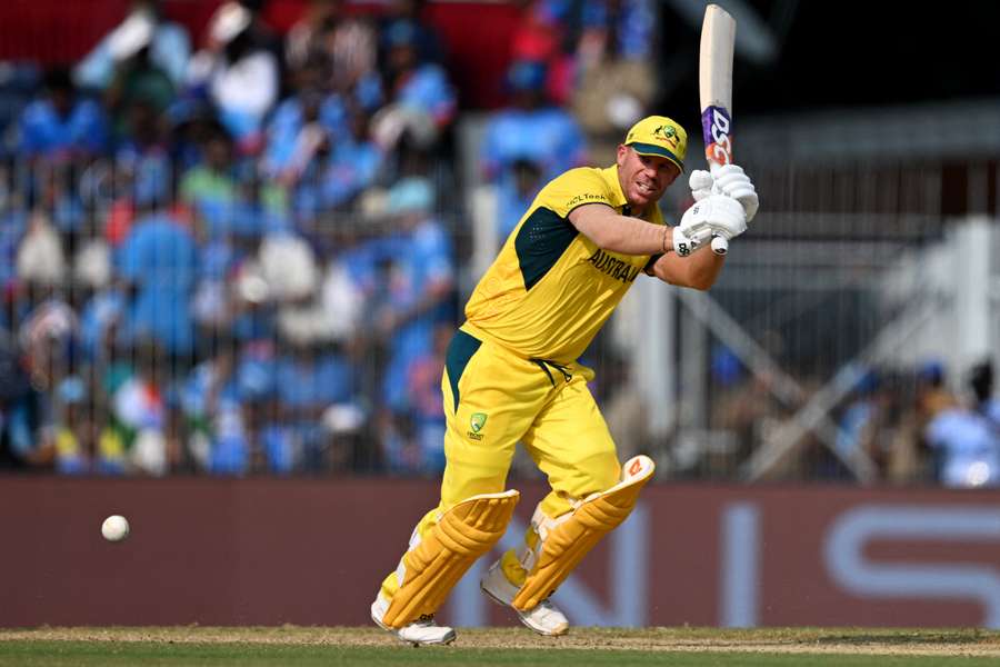 Australia's David Warner plays a shot