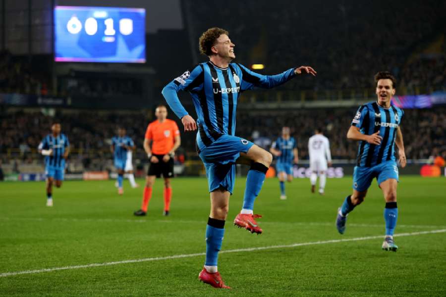 Maxim De Cuyper celebrates goal for Club Brugge