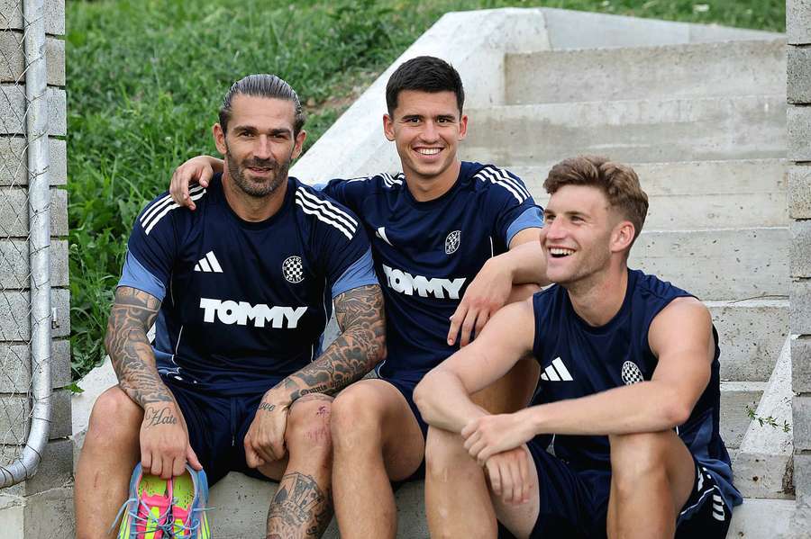 Marko Livaja e Dominik Prpic no treino do Hajduk em Bled