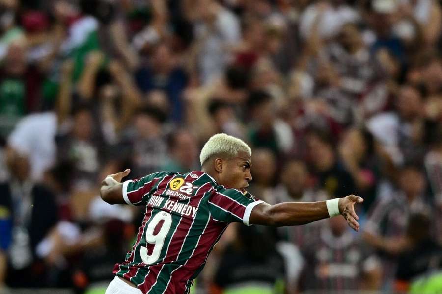 John Kennedy celebrates the winner for Fluminense