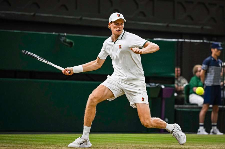 Jannik Sinner plays a forehand in his fourth round match against Shintaro Mochizuki Jannik Sinner plays a forehand in his fourth round match against Shintaro Mochizuki