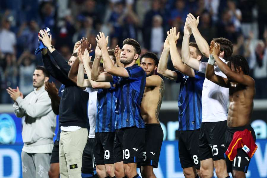 Atalanta players acknowledge their fans
