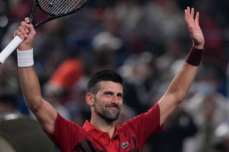 Djokovic celebrates his win