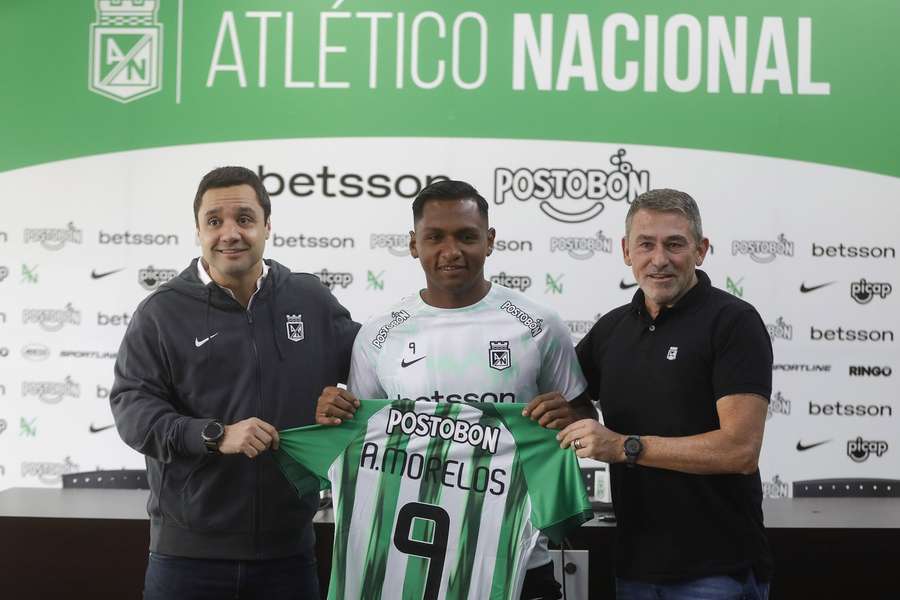 Alfredo Morelos em sua apresentação no Atlético Nacional