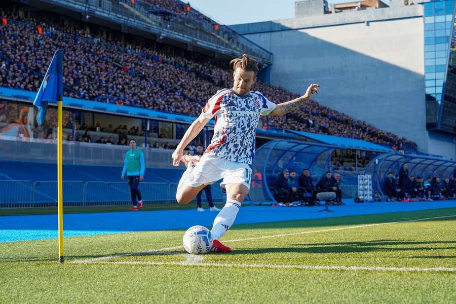 Chorwat Ivan Rakitić w barwach Hajduka w meczu z Dinamo Zagrzeb
