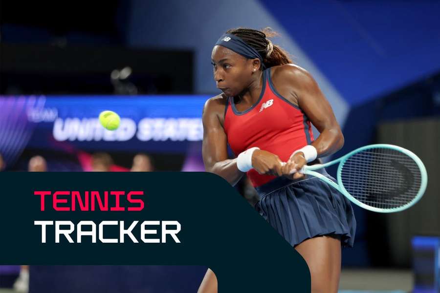 Gauff in action during the women's singles match of USA against Canada in the United Cup