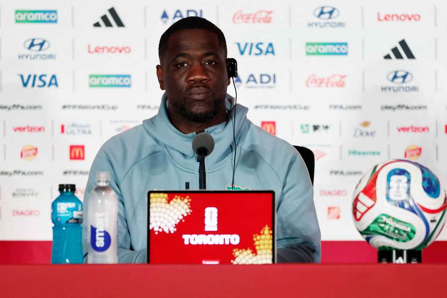 Ivory Coast coach Emerse Fae during a press conference Ivory Coast coach Emerse Fae during a press conference