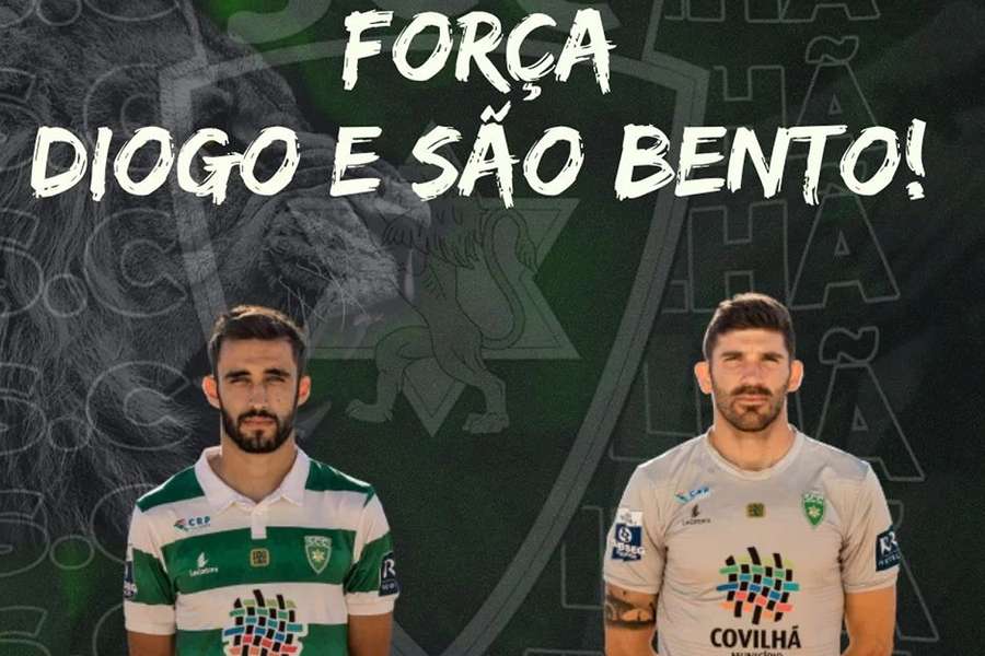 Diogo Rodrigues e São Bento operados e indisponíveis no Sporting da Covilhã