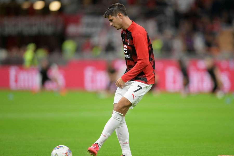 AC Milan's Alvaro Morata during a warm-up