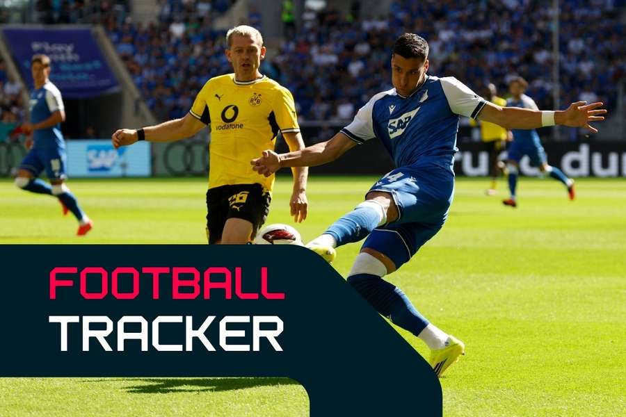Hoffenheim's Adam Daghim in action with Borussia Dortmund's Julian Ryerson Hoffenheim's Adam Daghim in action with Borussia Dortmund's Julian Ryerson
