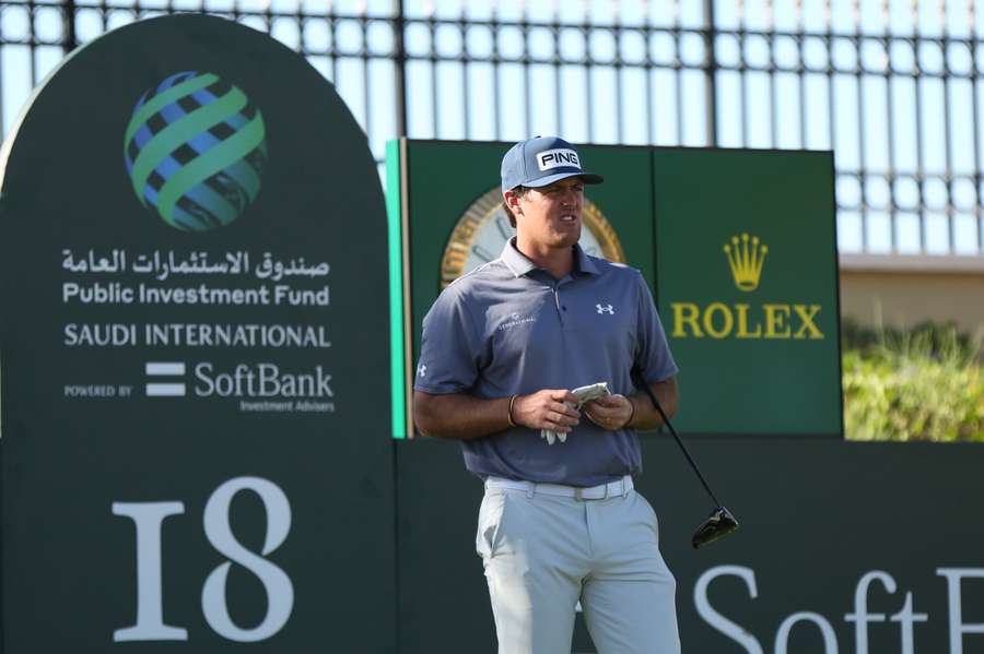 American golfer Bryson DeChambeau tees off