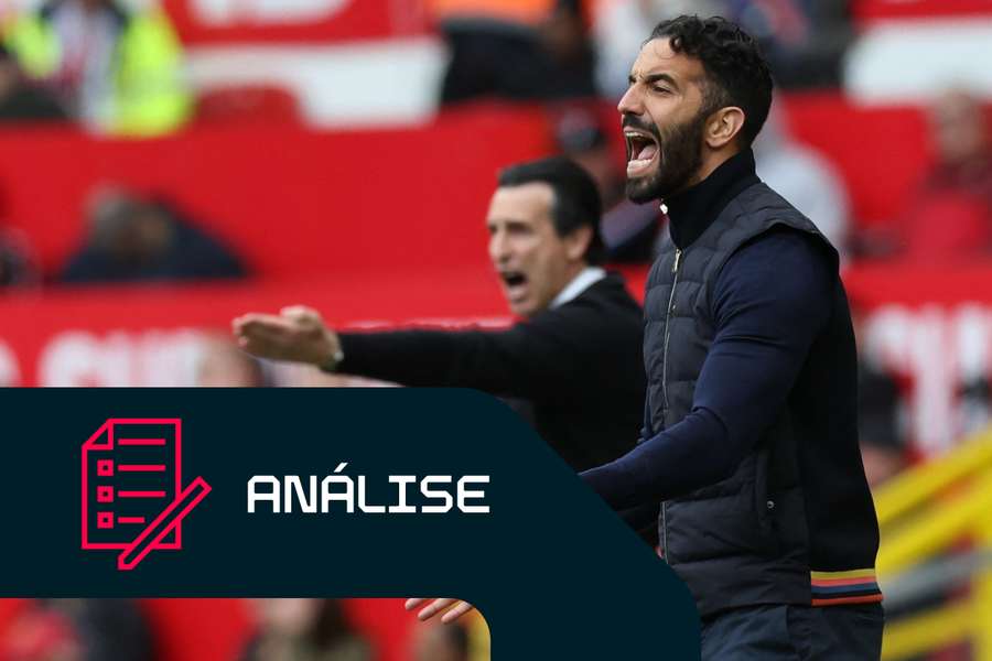 Ruben Amorim, do Manchester United, ao lado de Unai Emery, do Aston Villa