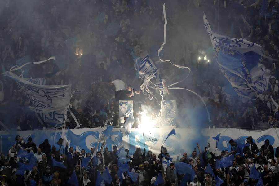 Marseille-supporters in de vorige thuiswedstrijd tegen Lyon