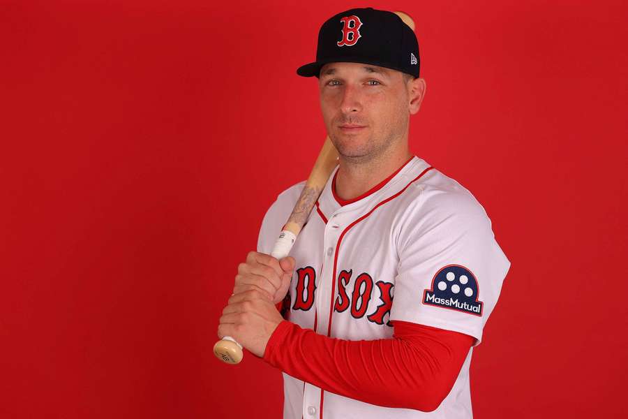 Alex Bregman poses for a photo during the Boston Red Sox photo day ahead of spring training (February 2025)