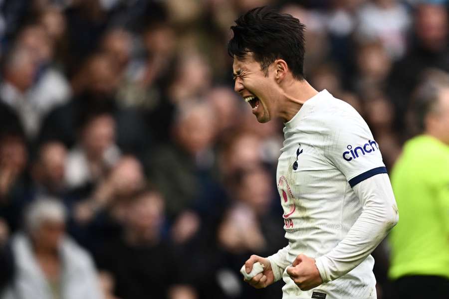 Son celebrating his 160th goal for Spurs