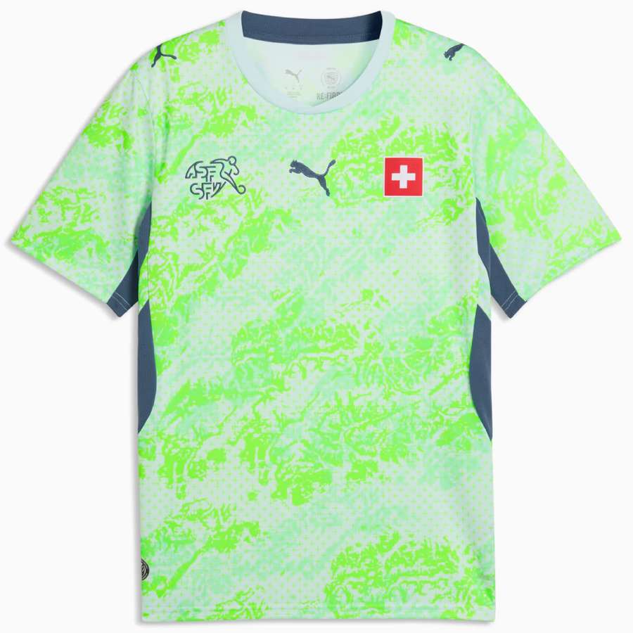 Swiss second uniform is aqua green