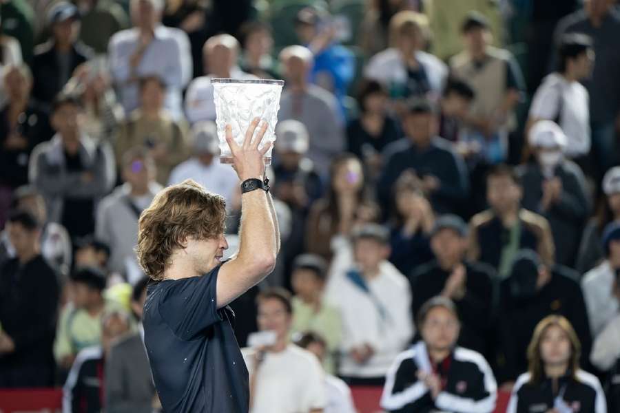 Rublev with his Hong Kong trophy