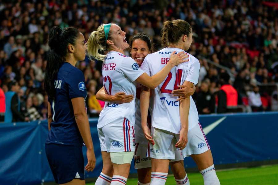 La célébration lyonnaise devant le PSG en mai dernier.