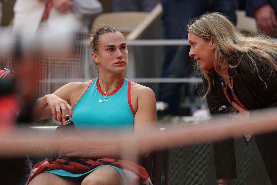 Aryna Sabalenka looks dejected after losing her women's singles final against Coco Gauff