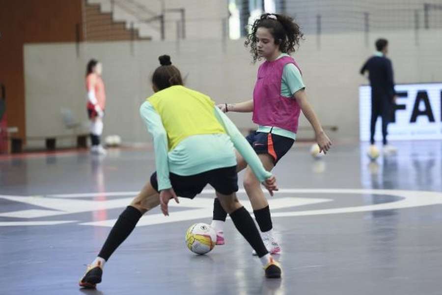 Leninha num treino da Seleção Nacional