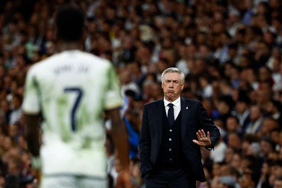 Ancelotti gestures on the touchline