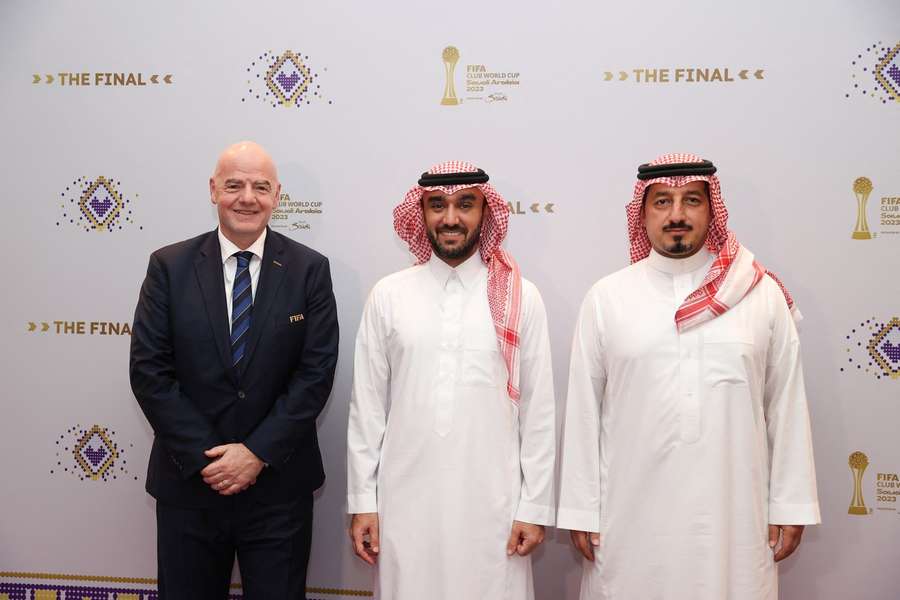 Gianni Infantino (L) with UAFA President Abdulaziz bin Turki al-Faisal (centre) in December 2023 Gianni Infantino (L) with UAFA President Abdulaziz bin Turki al-Faisal (centre) in December 2023