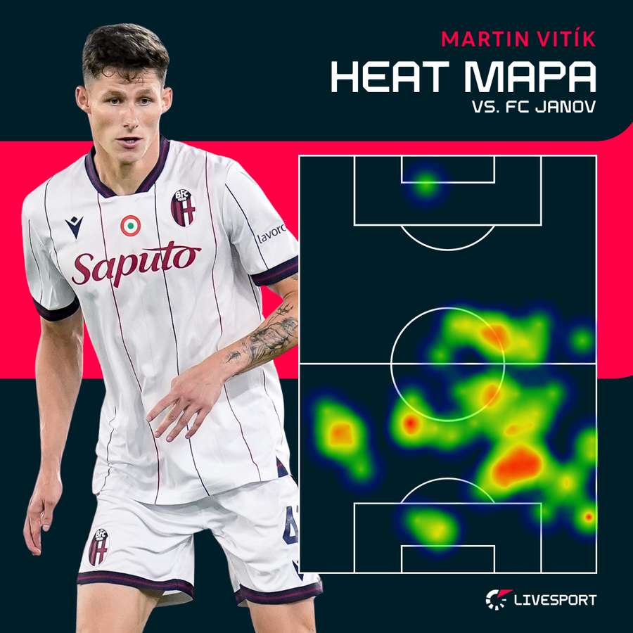 Heat mapa Martina Vitíka proti Janovu. Heat mapa Martina Vitíka proti Janovu.