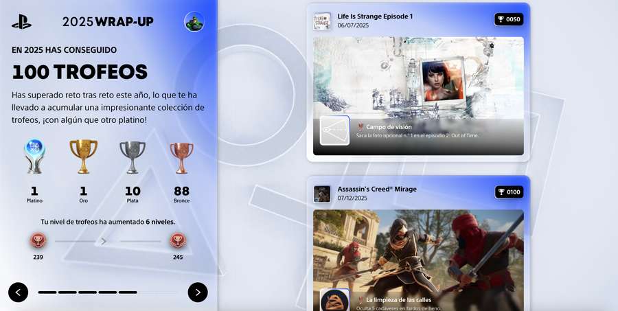 Tus trofeos de PlayStation en 2025, también disponibles Tus trofeos de PlayStation en 2025, también disponibles