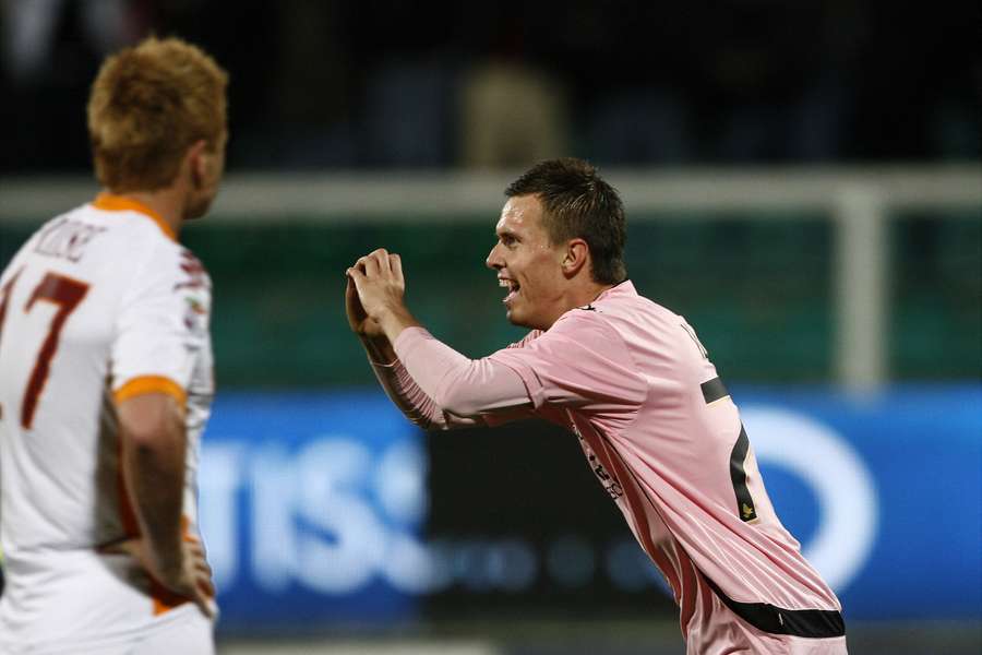 Ilicic, tras marcar un gol contra la Roma