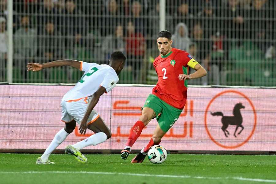 Hakimi in action for Morocco Hakimi in action for Morocco