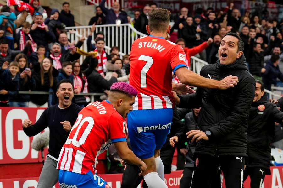 Stuani scored two late goals within five minutes at home to ensure Girona stayed equal with Real Madrid