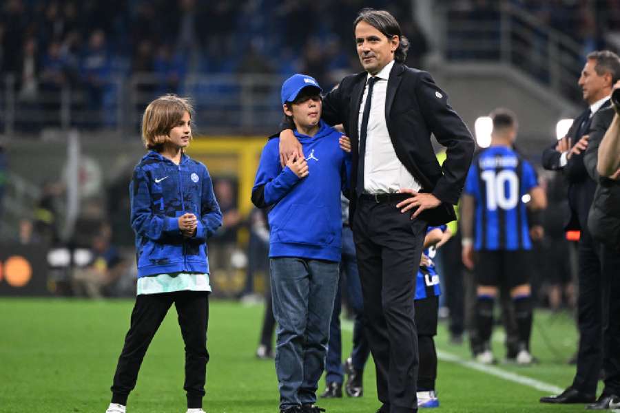 Simone Inzaghi celebrates after the game