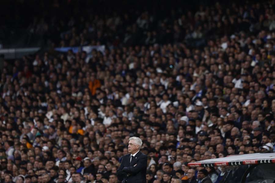 Carlo Ancelotti looks on 