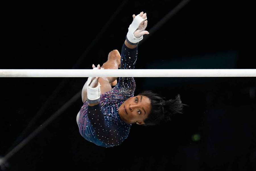 Biles nails signature vault in Olympic gymnastics training