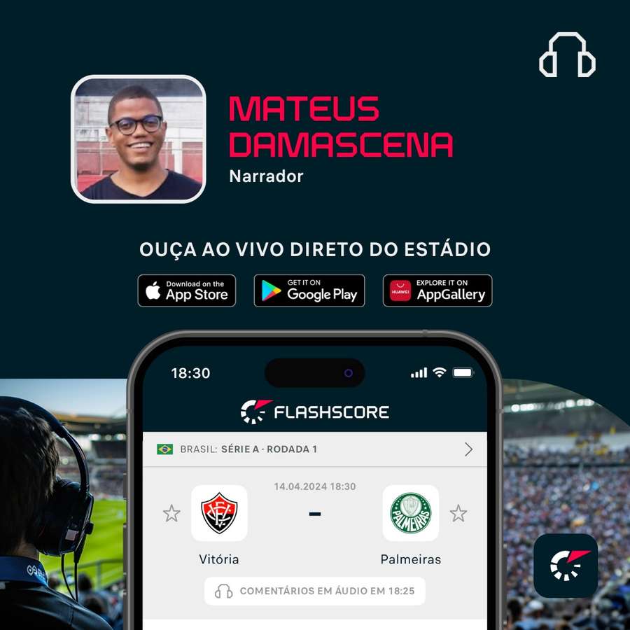 Flashscore transmite Vitória x Palmeiras direto do Barradão