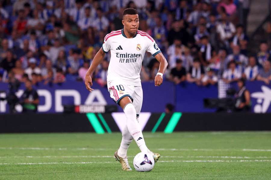 Kylian Mbappé lors du match entre le RCD Espanyol et le Real Madrid, comptant pour la 2e journée de LaLiga EA Sports 2026/27, disputé au RCDE Stadium de Barcelone, le 22 août 2026. Kylian Mbappé lors du match entre le RCD Espanyol et le Real Madrid, comptant pour la 2e journée de LaLiga EA Sports 2026/27, disputé au RCDE Stadium de Barcelone, le 22 août 2026.