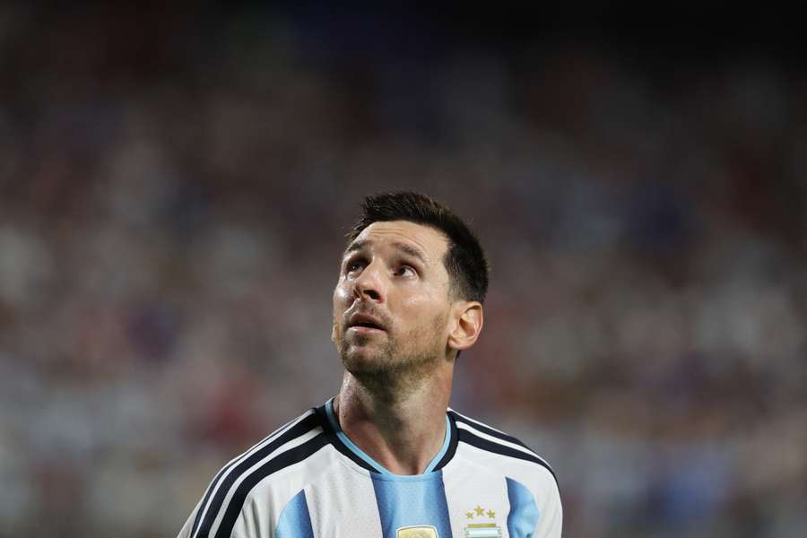 Argentina's Lionel Messi looks on during the World Cup quarterfinal against Switzerland