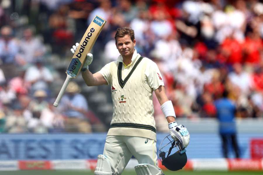 Steve Smith acknowledges fans as walks after losing his wicket for 110 runs in the second Test