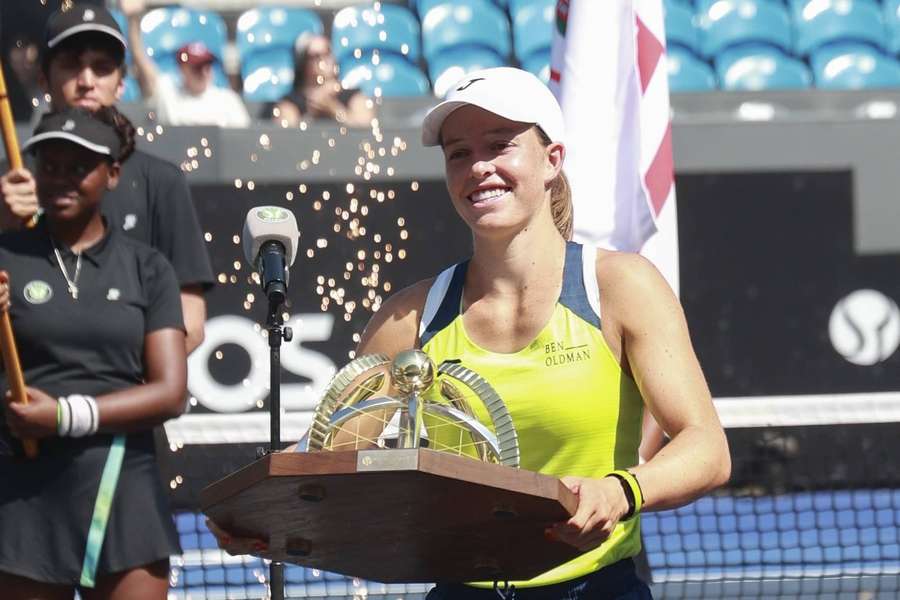 Kaitlin Quevedo celebrates winning the singles title at the Sao Paulo Open Kaitlin Quevedo celebrates winning the singles title at the Sao Paulo Open