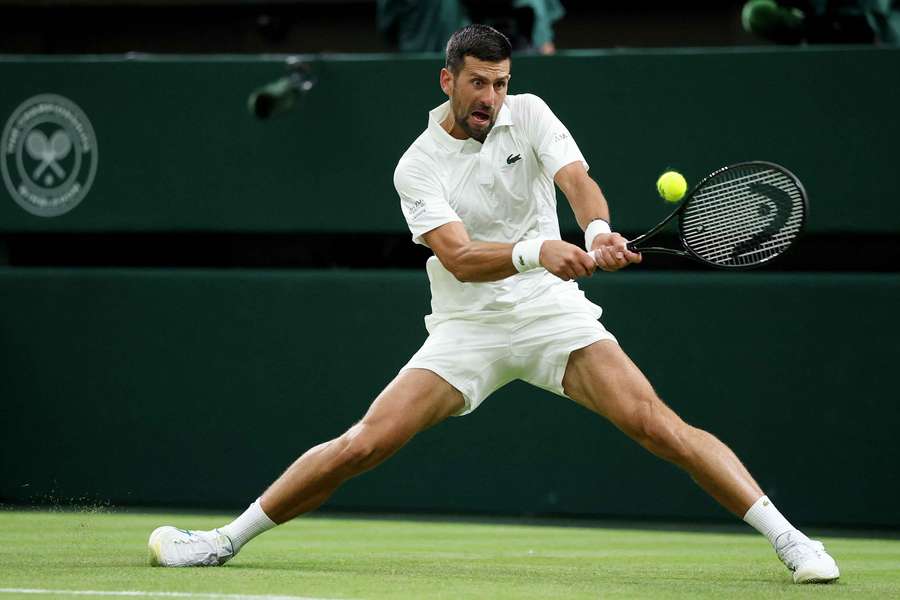 Novak Djokovic during his opening match at Wimbledon