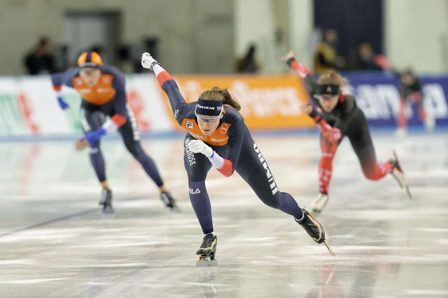 Nederlandse schaatsers in actie in Obihiro