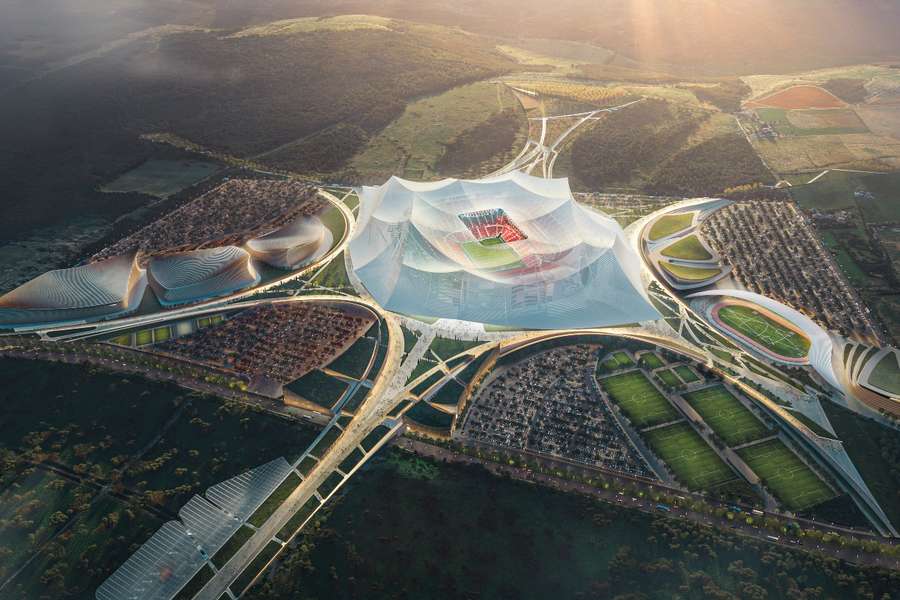 Proyección del Estadio Hassan II en Casablanca Proyección del Estadio Hassan II en Casablanca