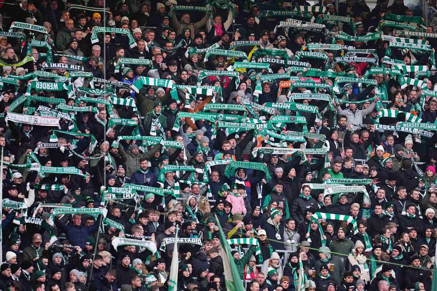 La afición del Werder Bremen, en un partido de la Bundesliga.