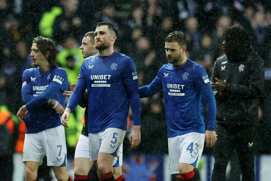 John Souttar and Nicolas Raskin of Rangers look dejected after the team's defeat