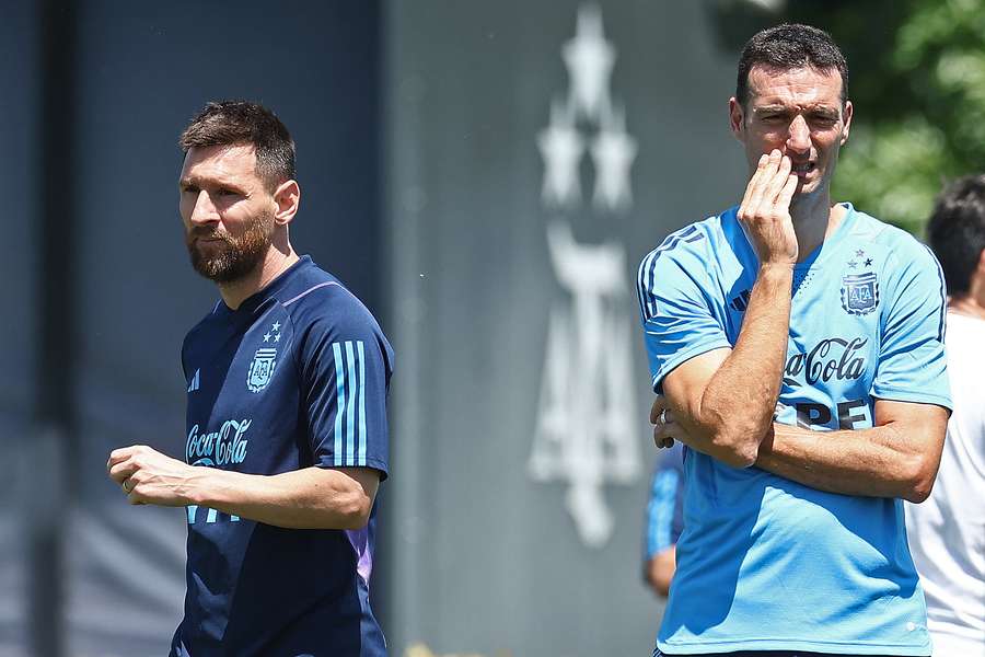 Lionel Messi and Argentina's coach Lionel Scaloni