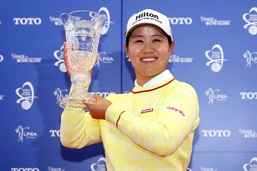 Nasa Hataoka poses with the trophy after winning the final round of the LPGA Japan Classic Nasa Hataoka poses with the trophy after winning the final round of the LPGA Japan Classic