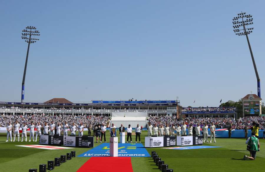 England and Australia observe a minute's silence in tribute to the victims of the Nottingham attack this week