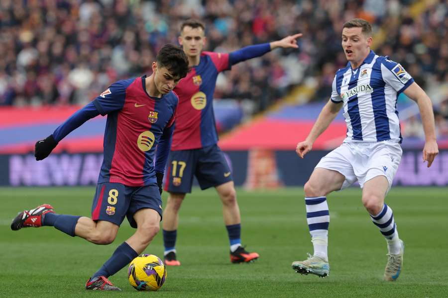 Pedri, durante el último partido ante la Real Sociedad