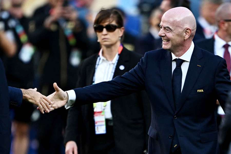 FIFA President Gianni Infantino during the trophy presentation at the World Cup final FIFA President Gianni Infantino during the trophy presentation at the World Cup final