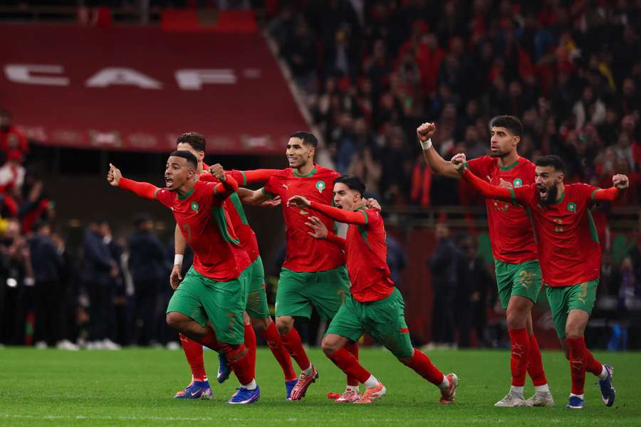 Morocco's players celebrate their shootout win
